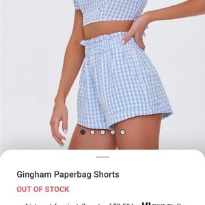 Gingham light blue paper bag short shorts